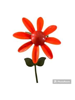 Vintage Retro Metal Flower Pin Enamel Painting Retouched 4”